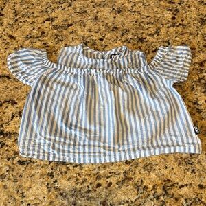 DKNY Light Blue and White Striped Girls' Off-Shoulder Top